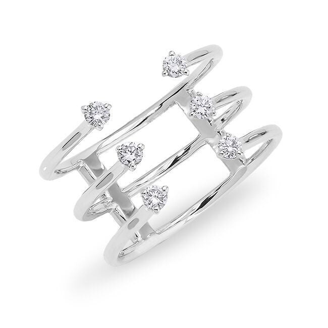 14KT White Gold Diamond Open Cage Ring