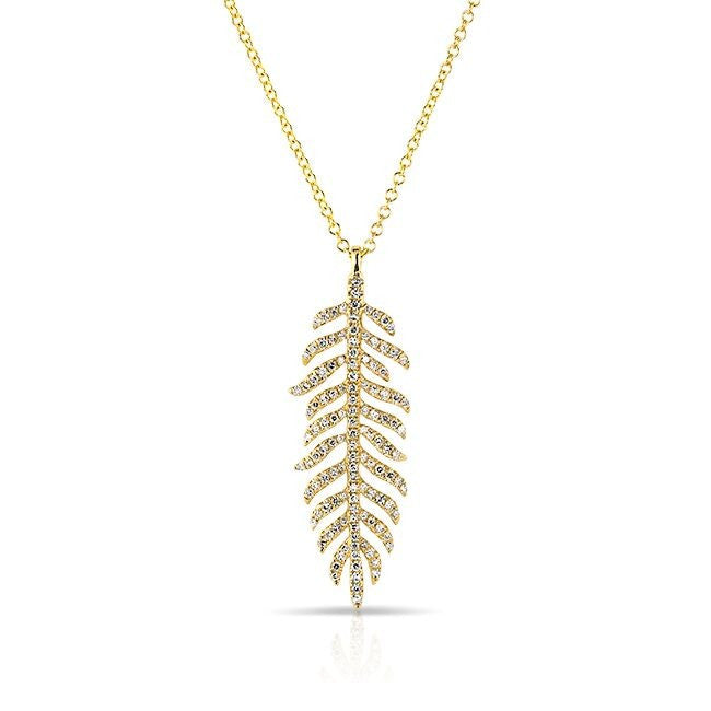 14KT Yellow Gold Diamond Palm Necklace