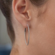 14KT Rose Gold Diamond 1 1/2" Hoop Earrings