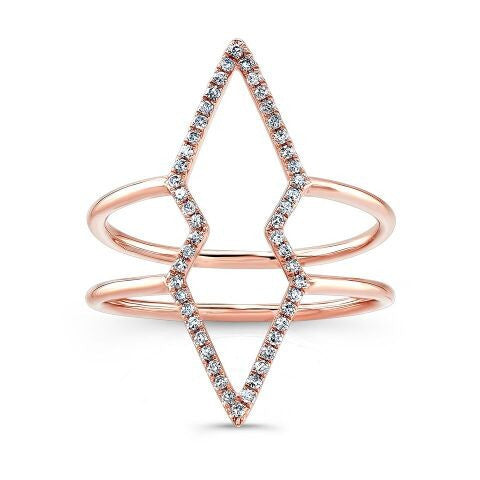14KT Rose Gold Diamond Double Open Spear Ring