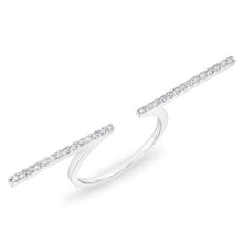14KT White Gold Diamond Double Bar Fierce Ring
