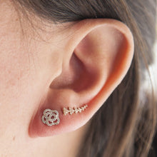 14KT White Gold Diamond Camellia Flower Stud Earrings