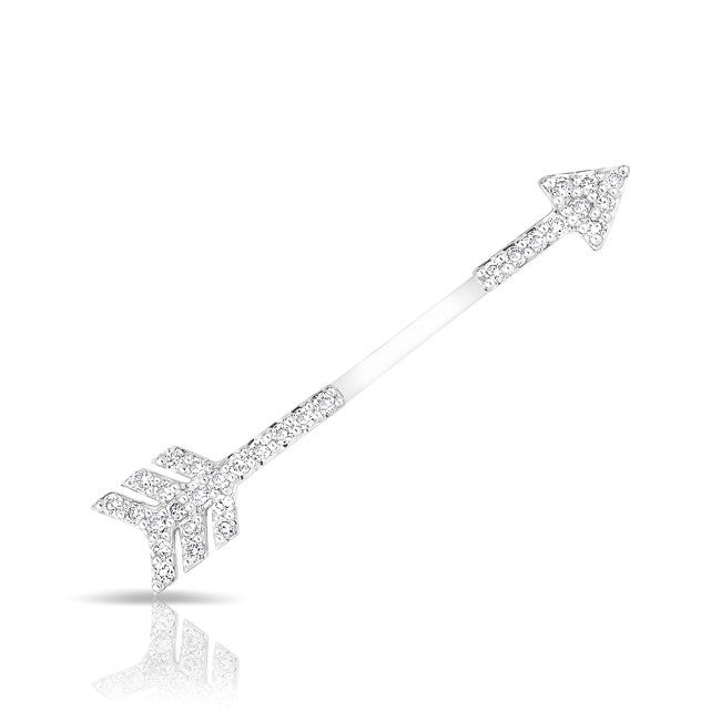 14KT White Gold Diamond Open Arrow Ear Cuff