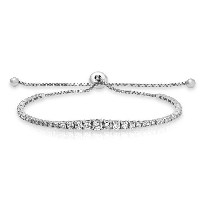14KT White Gold Diamond Tie Back Bracelet