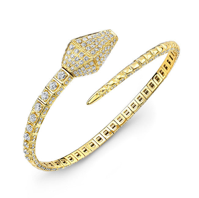 NOL: 18KT Yellow Gold Diamond Snake Cuff
