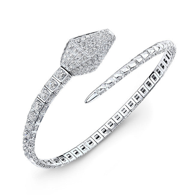 NOL: 18KT White Gold Diamond Snake Cuff