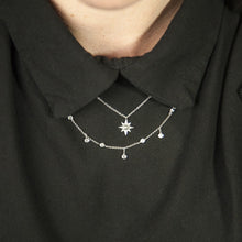 14KT White Gold Diamond Bezel Set Trickle Necklace
