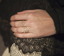 14KT Rose Gold Diamond Triple Heartbeat Ring