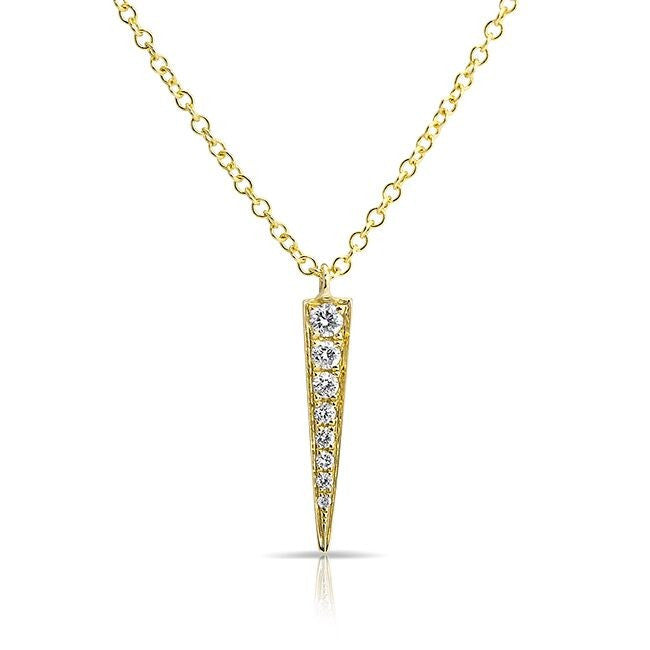 14KT Yellow Gold Diamond Mini Dagger Necklace