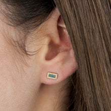 14KT Yellow Gold Opal Diamond Bar Stud Earrings
