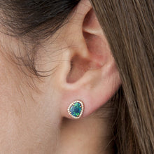 14KT Rose Gold Small Organic Opal Diamond Stud Earrings