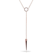 14KT Rose Gold Diamond Open Circle Flirt Lariat Spike Necklace