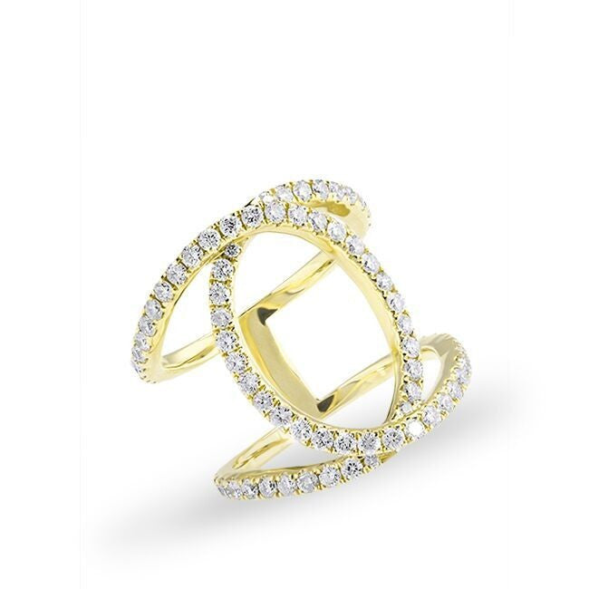 14KT Yellow Gold Diamond Oval Cigar Band Ring