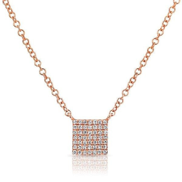 14KT Rose Gold Diamond Mini Square Necklace