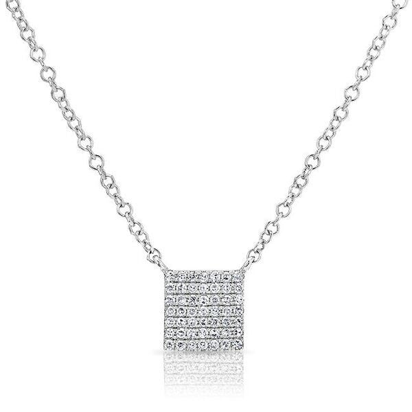 14KT White Gold Diamond Mini Square Necklace