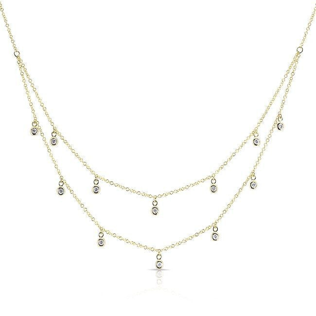 14KT Yellow Gold Diamond Layered Morocco Necklace