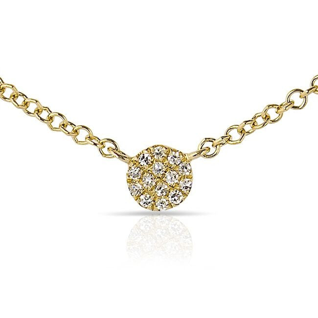 14KT Yellow Gold 5 Mini Diamond Disc Necklace