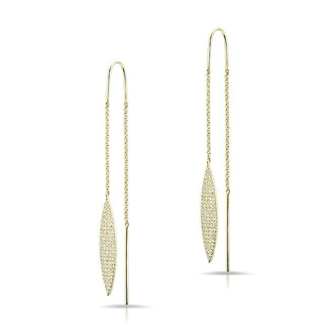14KT Yellow Gold Diamond Monaco Threader Earrings