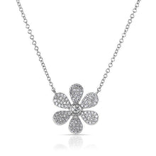14KT White Gold Diamond Daisy Flower Necklace