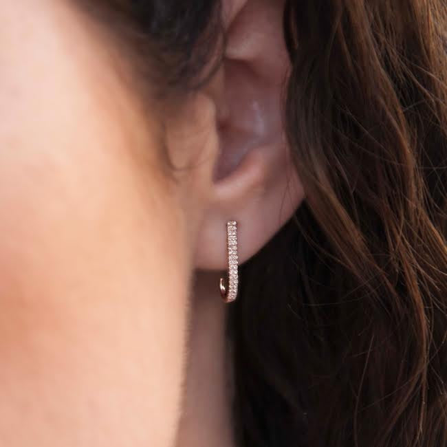 14KT Yellow Gold Diamond Medium Hook Stud Earrings