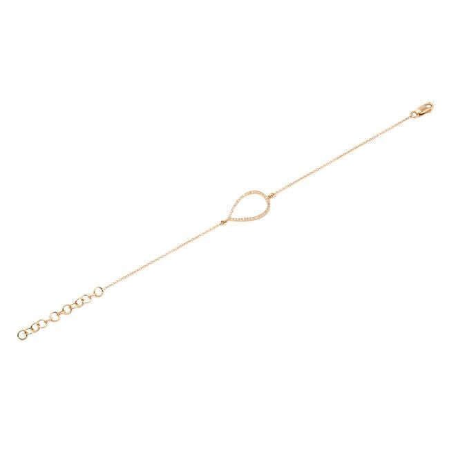 14KT Yellow Gold Diamond Open Pear Bracelet