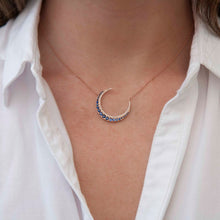 14KT White Gold Sapphire Lunar Diamond Necklace