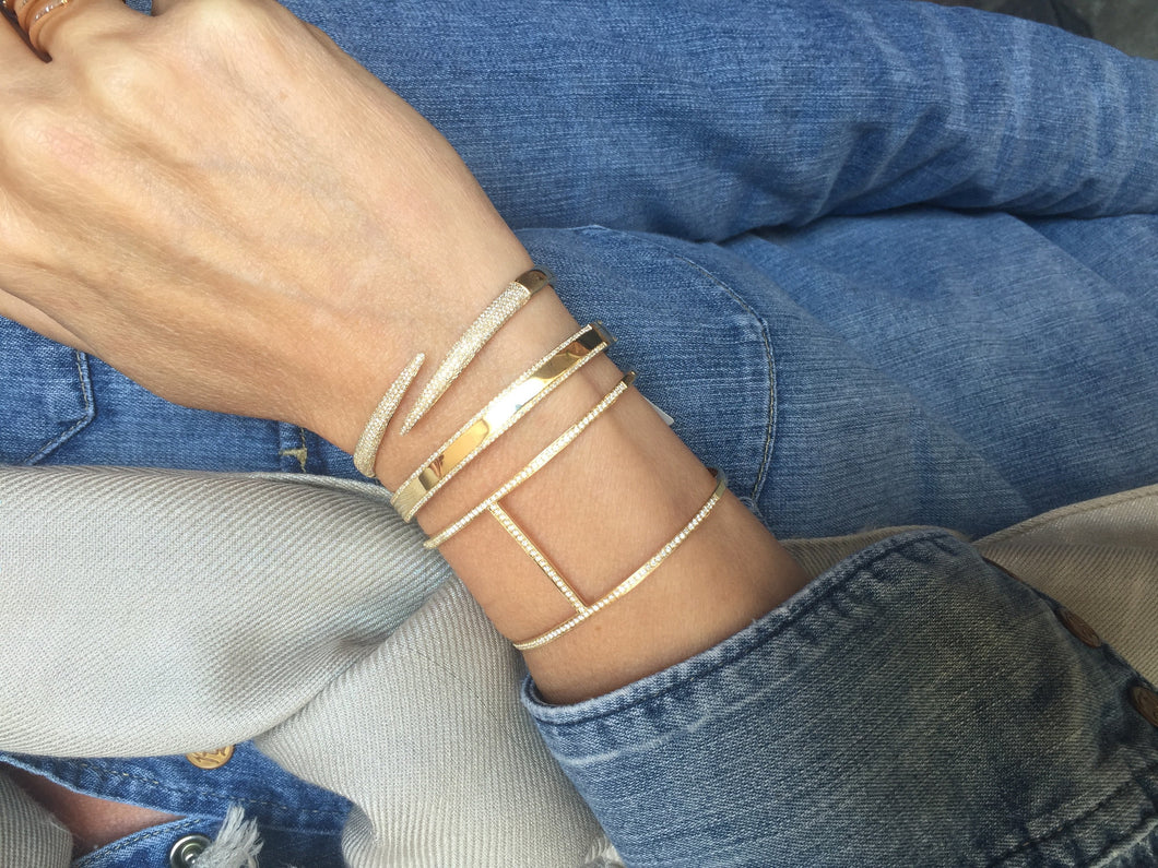14KT White Gold Diamond Large H Cuff Bracelet