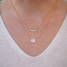 14KT Yellow Gold Moonstone Diamond Necklace