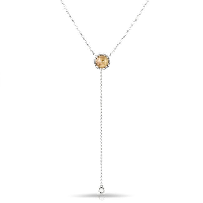 14KT White Gold Raw Diamond Flirt Lariat Necklace