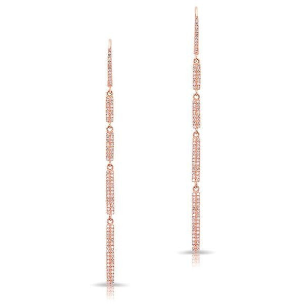 14KT Rose Gold Diamond Hanging Bars Earrings
