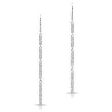 14KT White Gold Diamond Hanging Bars Earrings