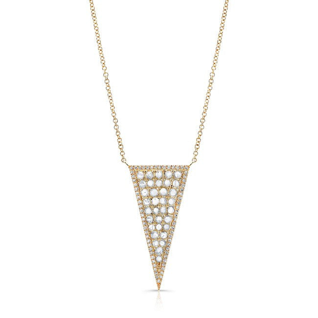 14KT Yellow Gold Diamond Slice Triangle Necklace