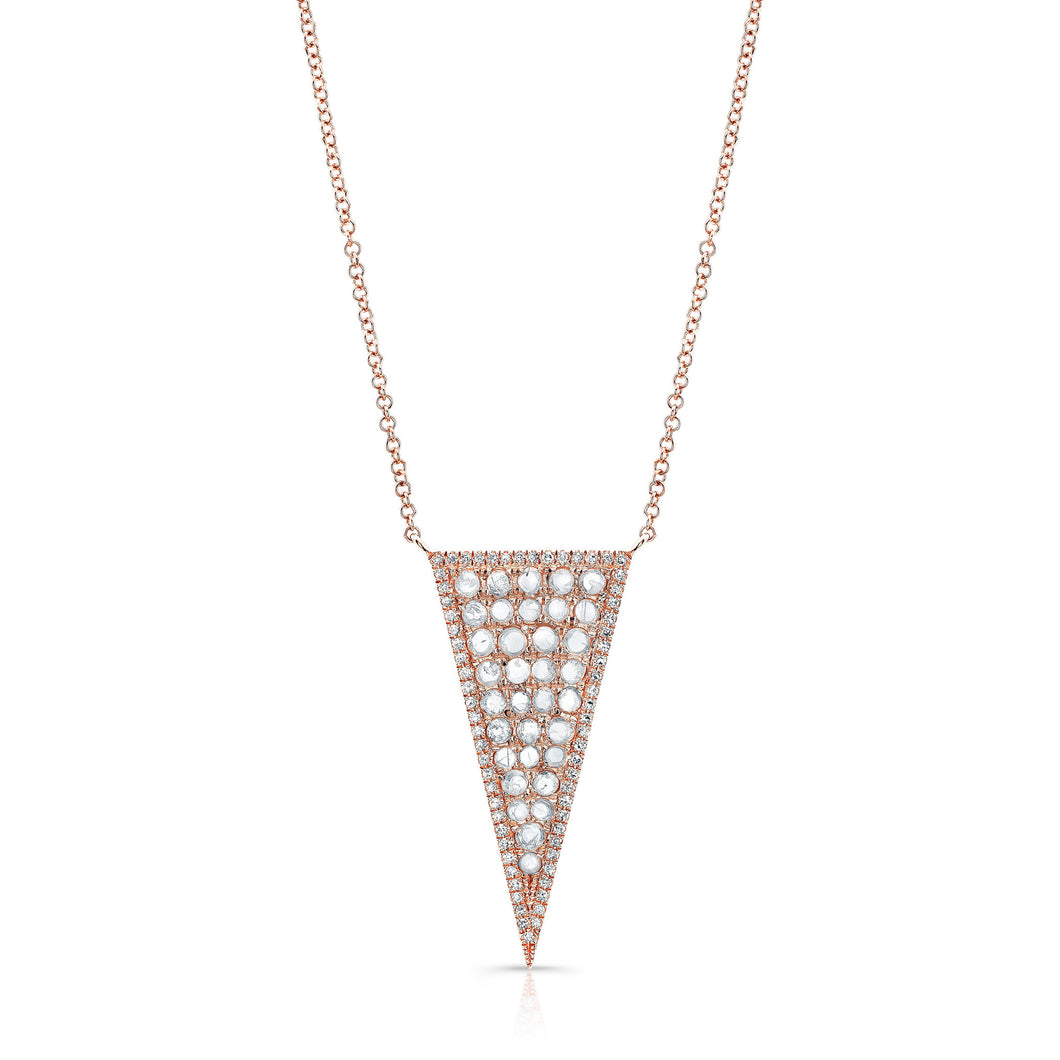 14KT Rose Gold Diamond Slice Triangle Necklace