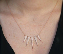 14KT Rose Gold Diamond 5 Spike Necklace