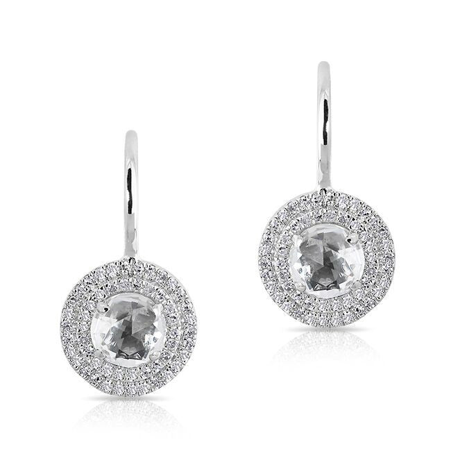 14KT White Gold White Topaz Diamond Sonrisa Earrings