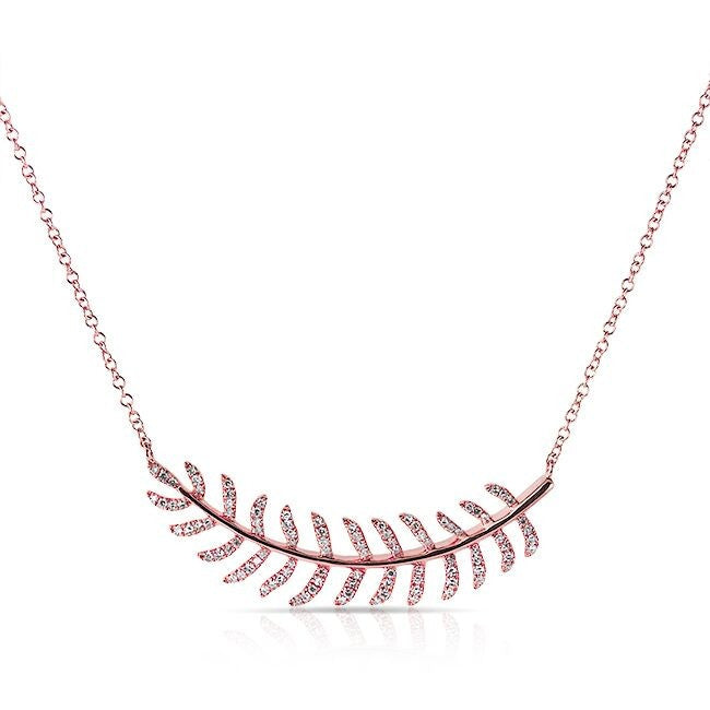 14KT Rose Gold Diamond Crescent Palm Necklace