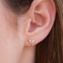 14KT White Gold Diamond Pyramid Triangle Cutout Stud Earrings