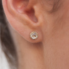 14KT Rose Gold White Topaz Diamond Teresa Stud Earrings