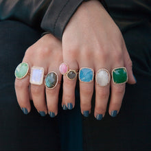 14KT Yellow Gold Chrysoprase Diamond Oval Cocktail Ring