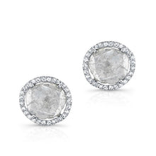 14KT White Gold Diamond Slice Stud Earrings