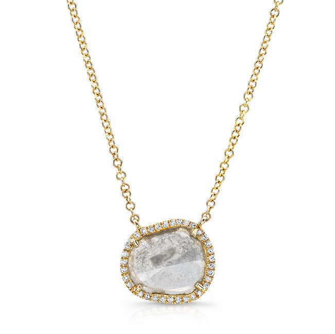 14KT Yellow Gold Elegant Diamond Slice Necklace