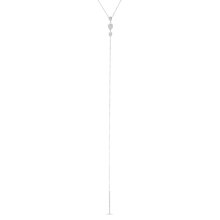 14KT White Gold Diamond Triple Pear Drops Lariat Necklace