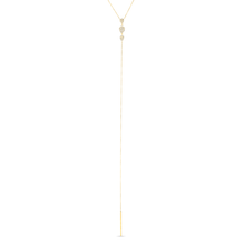 14KT Yellow Gold Diamond Triple Pear Drops Lariat Necklace