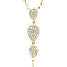 14KT Yellow Gold Diamond Triple Pear Drops Lariat Necklace