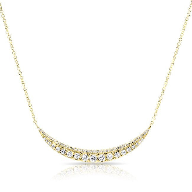 14KT Yellow Gold Layered Diamond Crescent Necklace