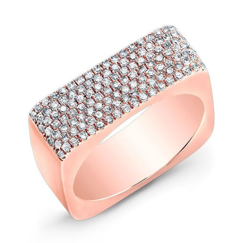 14KT Rose Gold Diamond Brick Ring