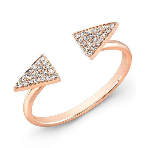 14KT Rose Gold Diamond Double Triangle Ring