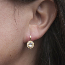 14KT Yellow Gold White Topaz Diamond Sonrisa Earrings