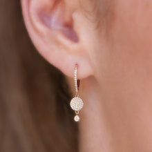 14KT Yellow Gold Diamond Disc Solitaire Drop Wireback Earrings