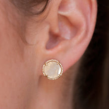 14KT Yellow Gold Mother Of Pearl Diamond Disc Stud